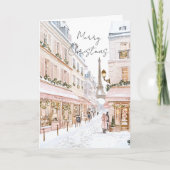 Blush Pink Paris Eiffelturm Winter Weihnachten Karte (Vorderseite)