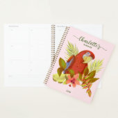 Blush Pink Parrot 2023 Mit Monogramm Name Planer (Anzeige)