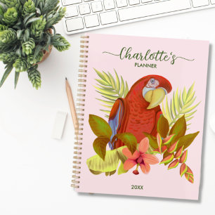 Blush Pink Parrot 2023 Mit Monogramm Name Planer