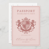 Blush Pink Passport Zielort Junggeselinnen-Abschie Einladung (Vorne/Hinten)