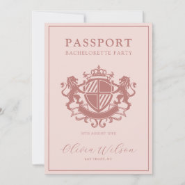 Blush Pink Passport Zielort Junggeselinnen-Abschie Einladung