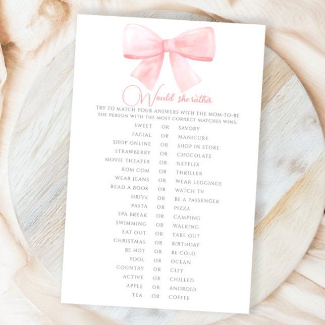 Blush Pink Pastel Bow Baby Dusche würde sie eher (Von Creator hochgeladen)