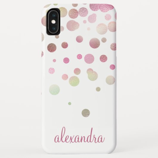 Blush Pink Pastel Iridescent Confetti Name Case-Mate iPhone Hülle (Rückseite)