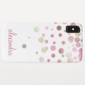 Blush Pink Pastel Iridescent Confetti Name Case-Mate iPhone Hülle (Rückseite (Horizontal))