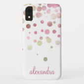 Blush Pink Pastel Iridescent Confetti Name Case-Mate iPhone Hülle (Rückseite)