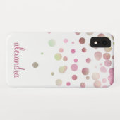 Blush Pink Pastel Iridescent Confetti Name Case-Mate iPhone Hülle (Rückseite (Horizontal))