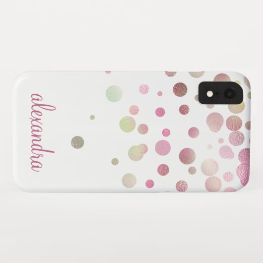 Blush Pink Pastel Iridescent Confetti Name Case-Mate iPhone Hülle (Rückseite (Horizontal))