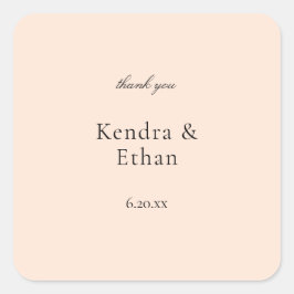 Blush Pink Pastell Danke Quadratischer Aufkleber