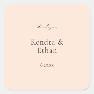 Blush Pink Pastell Danke Quadratischer Aufkleber
