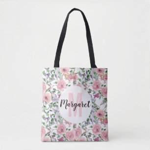 Blush Pink Pastellfarben Rose Aquarellfarben Monog Tasche