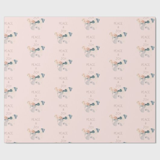 Blush Pink Peace and Joy Butterfly Geschenkpapier (Flach)