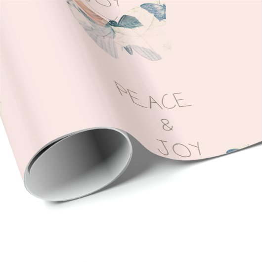 Blush Pink Peace and Joy Butterfly Geschenkpapier (Rolleneckpunkt)