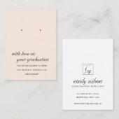 BLUSH PINK PEACH ABSCHLUSS EARRING DISPLAY CARD PLATZKARTE (Vorne/Hinten)