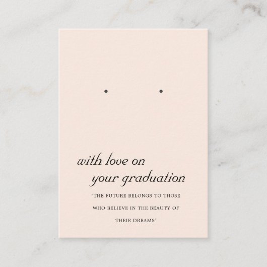 BLUSH PINK PEACH ABSCHLUSS EARRING DISPLAY CARD PLATZKARTE (Vorderseite)