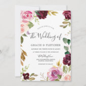 Blush Pink Peach Burgundy Blumenzeremonie Einladung (Vorderseite)