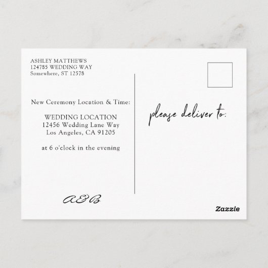 Blush Pink & Peach Floral Ändern Sie das Datum Pos Postkarte (Rückseite)