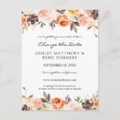 Blush Pink & Peach Floral Ändern Sie das Datum Pos Postkarte (Vorderseite)