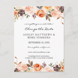 Blush Pink & Peach Floral Ändern Sie das Datum Pos Postkarte
