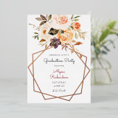 Blush Pink & Peach Floral & Frame Graduation Party Folieneinladung (Stehend vorne)