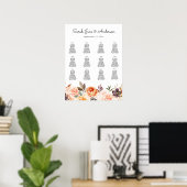 Blush Pink & Peach Floral Wedding Chart Poster (Heimbüro)