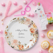 Blush Pink & Peach Floral Wedding Pappteller (Party)