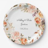 Blush Pink & Peach Floral Wedding Pappteller (Vorderseite)