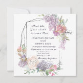 Blush Pink Peach Lila Floral Geometric Wedding Einladung (Vorderseite)