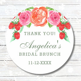 Blush Pink Peach Peony Bridal Brunch Vielen Dank Runder Aufkleber