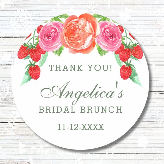 Blush Pink Peach Peony Bridal Brunch Vielen Dank Runder Aufkleber