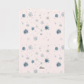 Blush Pink Penguin Snowflakes Christmas Karte (Rückseite)