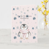 Blush Pink Penguin Snowflakes Christmas Karte (Gelbe Blume)