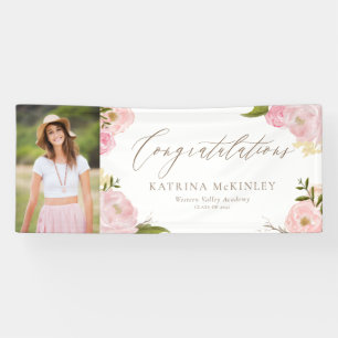 Blush Pink Peongs and Rose Foto Abschluss Banner