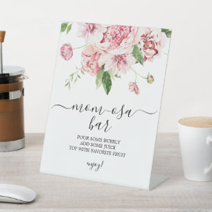 Blush Pink Peonies Baby Dusche Momosa Bar Zeichen Sockelschild