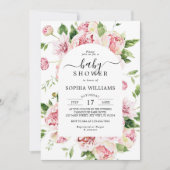 Blush Pink Peonies Blume Babydusche Einladung (Vorderseite)