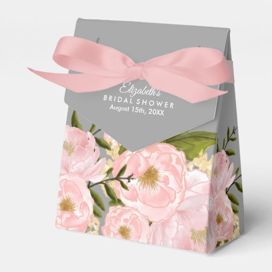 Blush Pink Peonies Grau Brautparty Geschenkschachtel (Vorderseite)