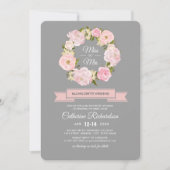 Blush Pink Peonies Gray Bachelorette Wochenende Einladung (Vorderseite)