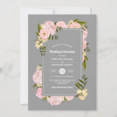Blush Pink Peonies Gray Watercolor Wedding Einladung (Vorderseite)