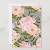 Blush Pink Peonies Gray Watercolor Wedding Einladung (Rückseite)