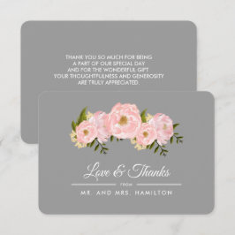 Blush Pink Peonies Gray Wedding Danke Karte