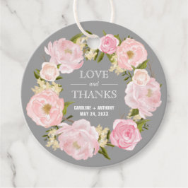 Blush Pink Peonies Gray Wedding Vielen Dank Geschenkanhänger
