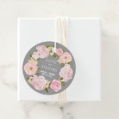 Blush Pink Peonies Gray Wedding Vielen Dank Geschenkanhänger (Beispiel)