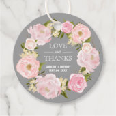 Blush Pink Peonies Gray Wedding Vielen Dank Geschenkanhänger (Vorderseite)