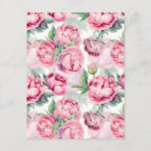 Blush Pink Peonies QR CODE Hochzeitsdetails Begleitkarte (Rückseite)