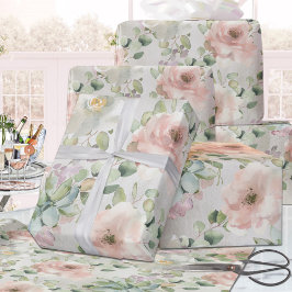 Blush Pink Peonies Succules & Eukalyptus Vines Geschenkpapier Set