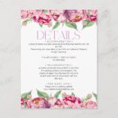 Blush Pink Peonies Watercolor Hochzeitdetails Begleitkarte (Vorderseite)