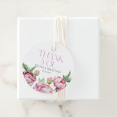 Blush Pink Peonies Watercolor Vielen Dank Geschenkanhänger (Beispiel)