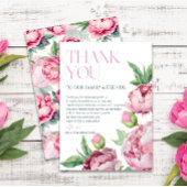 Blush Pink Peonies Watercolor Wedding Dankeskarte