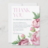 Blush Pink Peonies Watercolor Wedding Dankeskarte (Vorderseite)