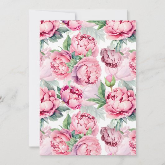 Blush Pink Peonies Watercolor Wedding Dankeskarte (Rückseite)