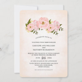 Blush Pink Peonies Watercolor Wedding Einladung